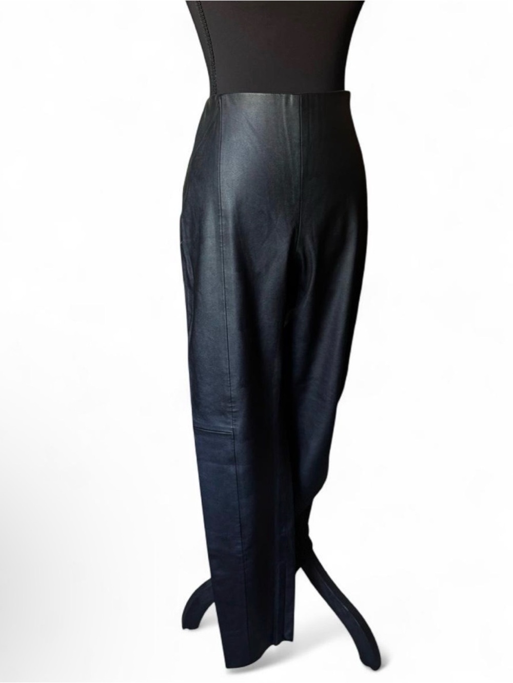 Zara Black Straight-Leg Leather Pants